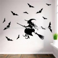 Halloween bruja murciélago pegatina de pared Halloween pegatinas de pared Decoración casera pared removible etiqueta